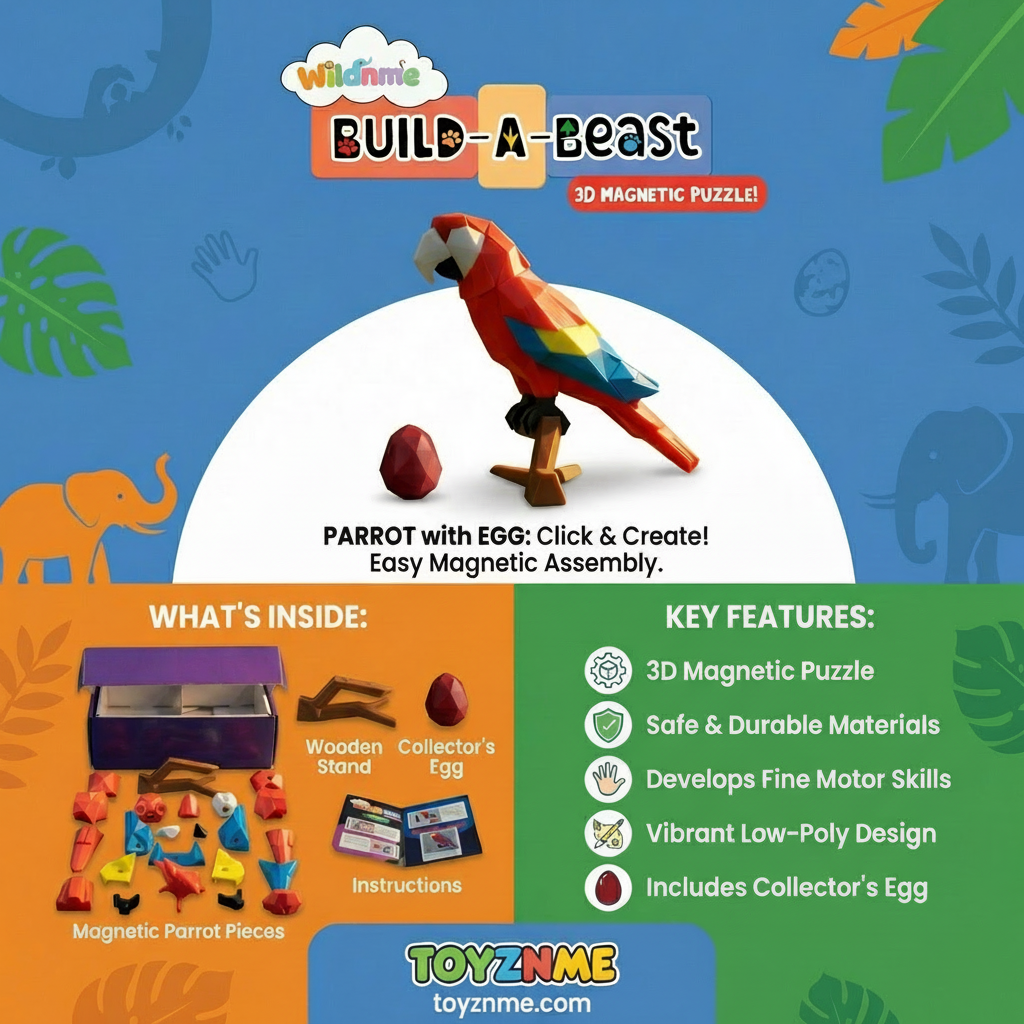 3D Magnetic Parrot Puzzle - Trending Toy For Kids & Adults