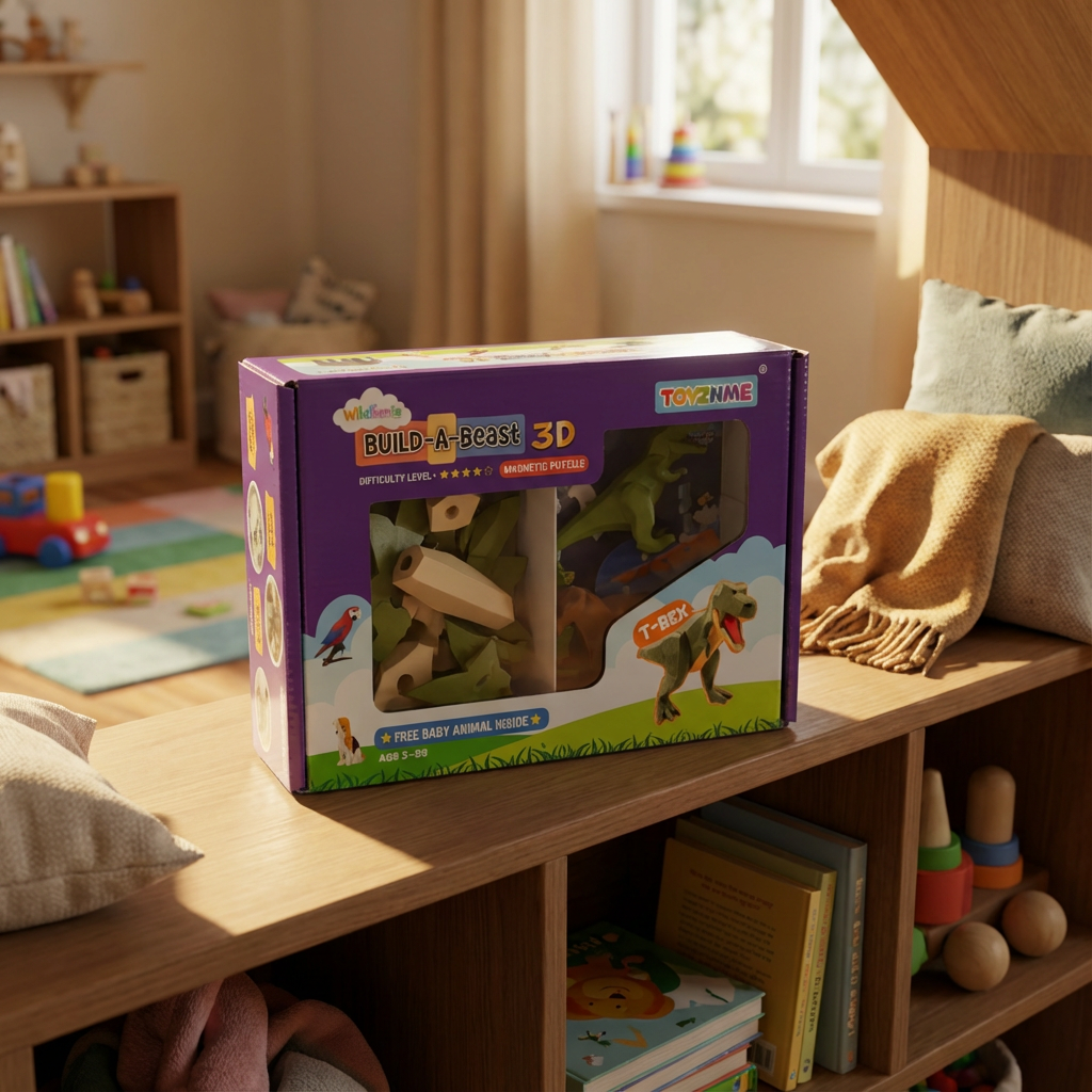 3D Magnetic T-Rex Puzzle (Green)- Trending Toy For Kids & Adults