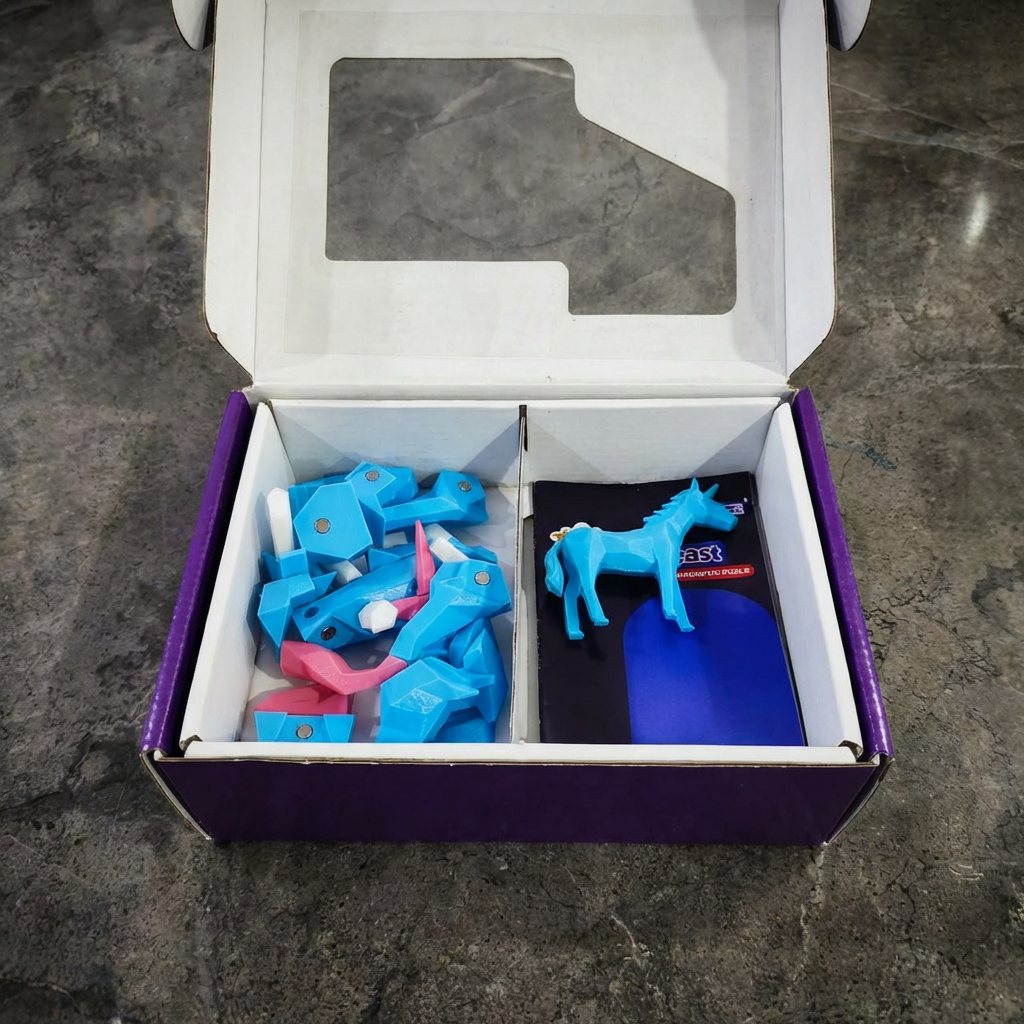 3D Magnetic Blue Unicorn Puzzle - Trending Toy For Kids & Adults