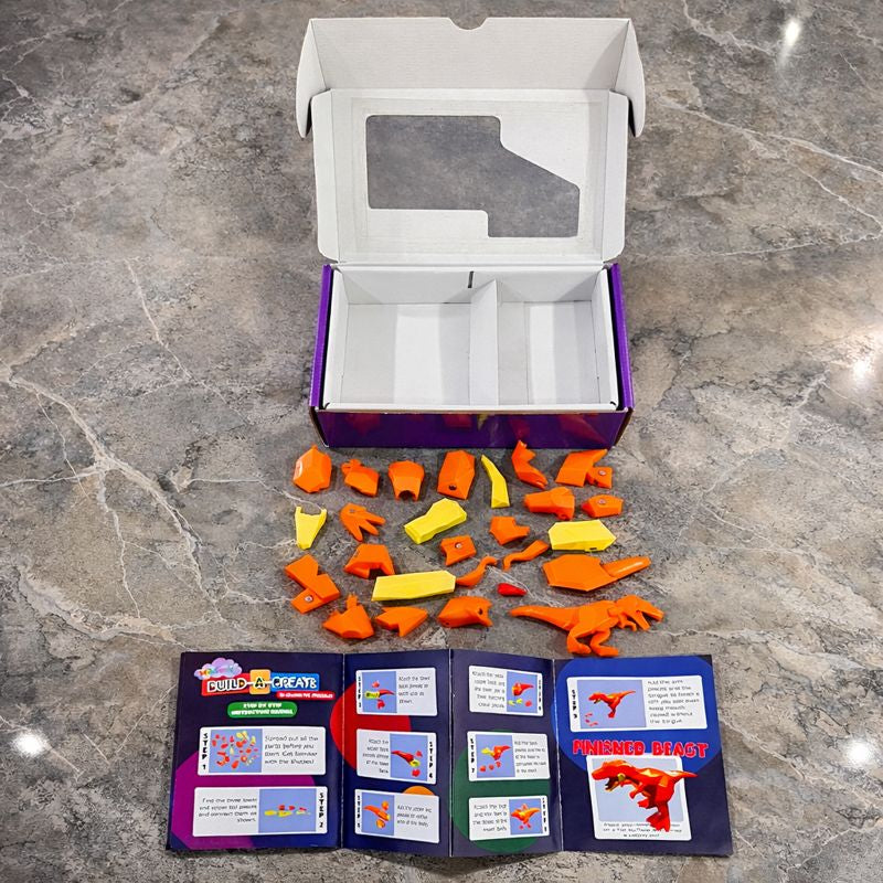 3D Magnetic Dinosaur Puzzle ( Orange ) - Trending Toy For Kids & Adults