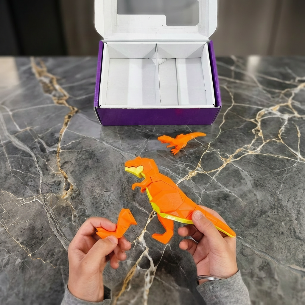 3D Magnetic Dinosaur Puzzle ( Orange ) - Trending Toy For Kids & Adults