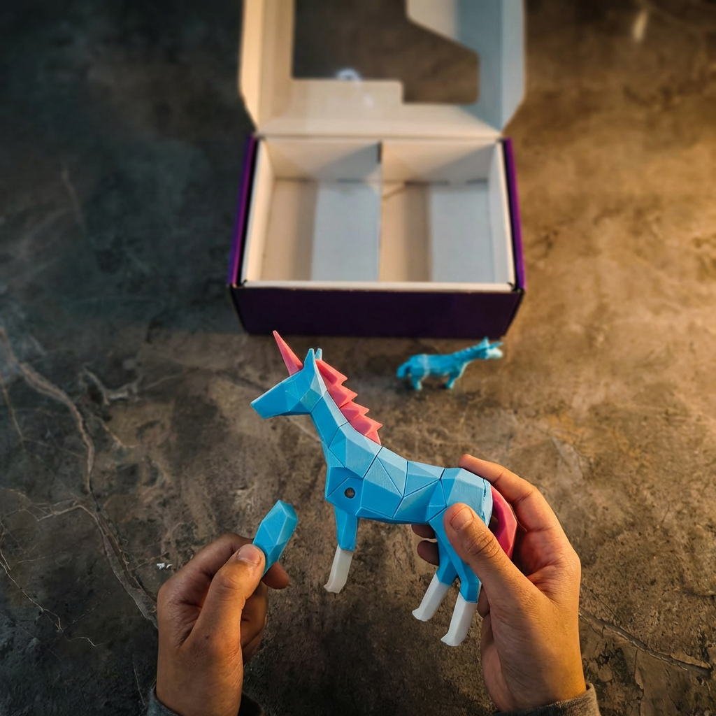 3D Magnetic Blue Unicorn Puzzle - Trending Toy For Kids & Adults