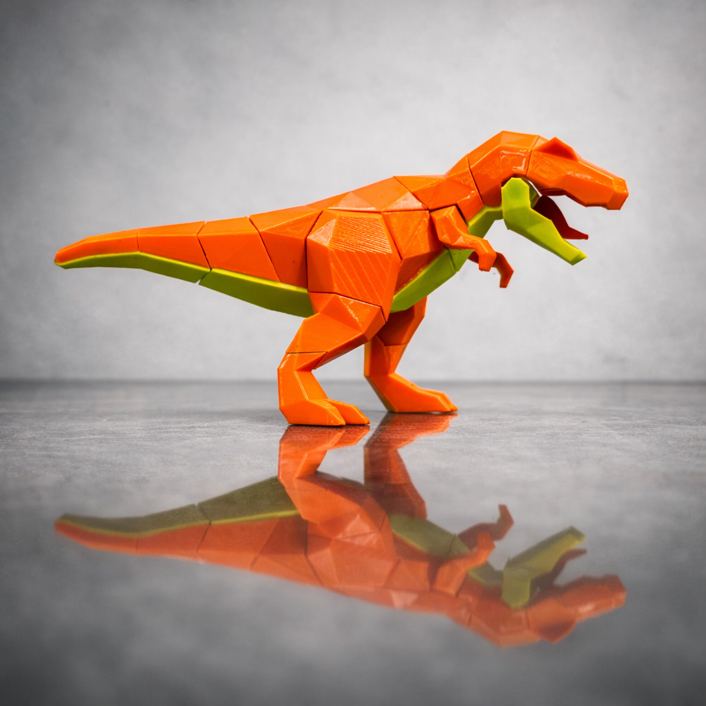 3D Magnetic Dinosaur Puzzle ( Orange ) - Trending Toy For Kids & Adults