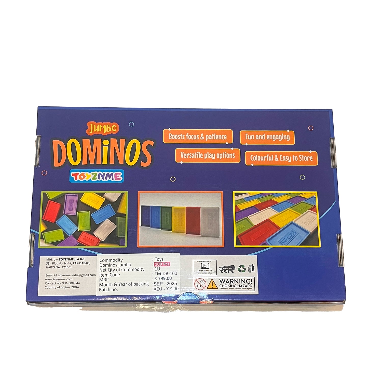 Domino Jumbo  (Premium Multicolour Plastic Domino Block Set) | for Age Group 3 -99