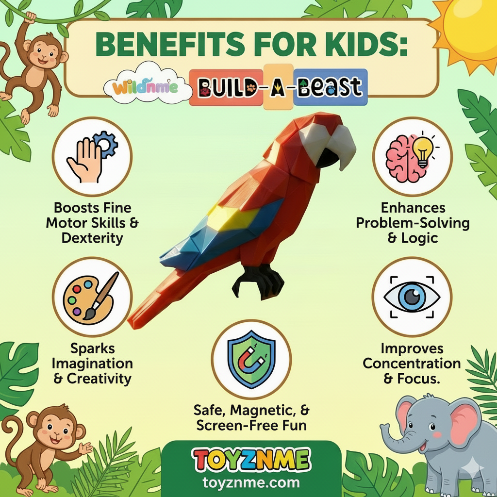 3D Magnetic Parrot Puzzle - Trending Toy For Kids & Adults