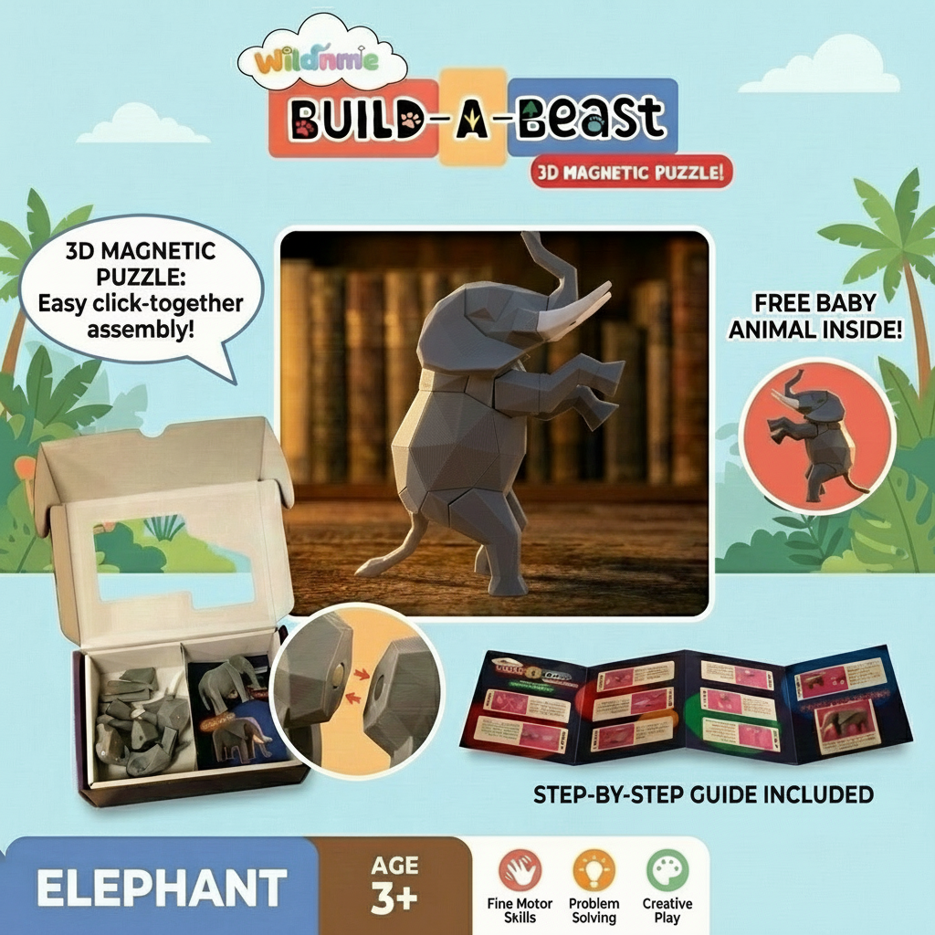 3D Magnetic Dancing Elephant Puzzle - Trending Toy For Kids & Adults