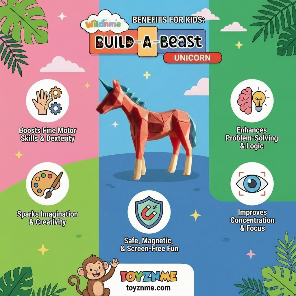 3D Magnetic Pink Unicorn Puzzle - Trending Toy For Kids & Adults